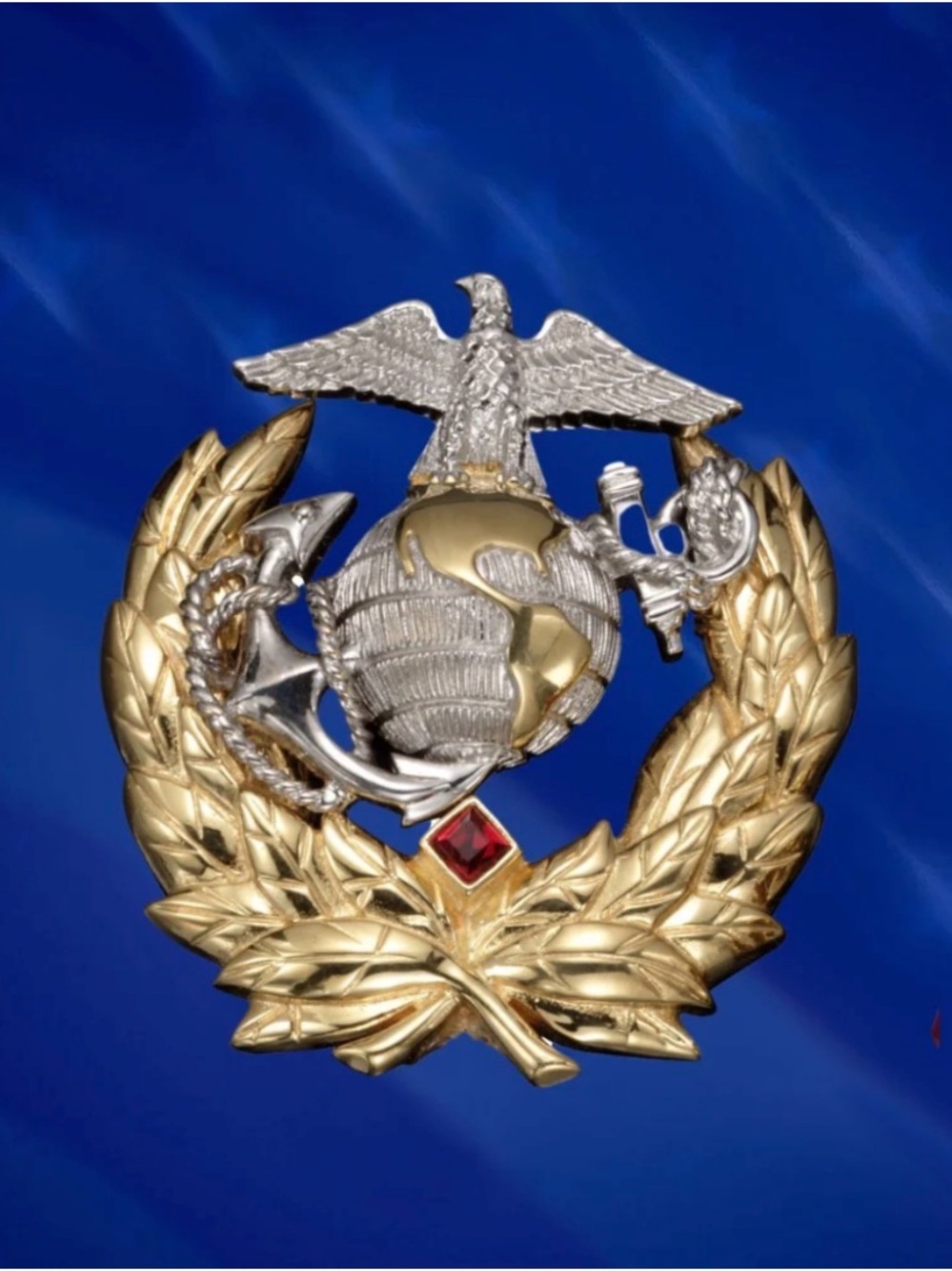 NWT Ann Hand Eagle Globe & Anchor Marine Corps with Ruby Accent